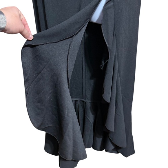 NWT Knittee black spaghetti strap side split ruffle bottom dress / gown Medium - Picture 5 of 11